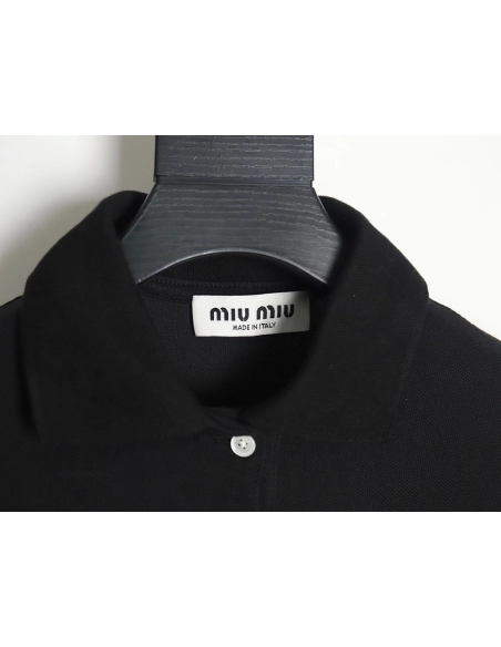 MIU MIU 24SS Embroidered Polo Short Sleeve T-Shirt TSK1,All order with free shipping Miu Miu