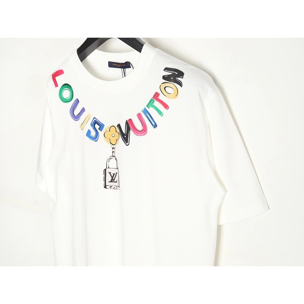 Reps Louis Vuitton Colorful Necklace Pendant Short Sleeve T-Shirt TSK1,All order with free shipping Reps Louis Vuitton