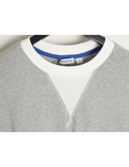 Burberry V-neck stitching round fake two-piece hem warhorse short-sleeved T-shirt,All order with free shipping Burberry