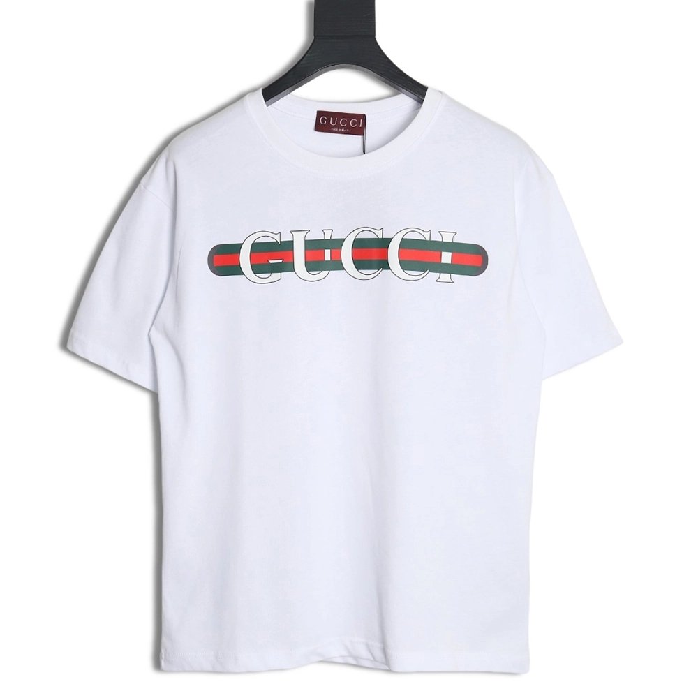 Reps Gucci 24SS belt lettering short-sleeved T-shirt,All order with free shipping Reps Gucci