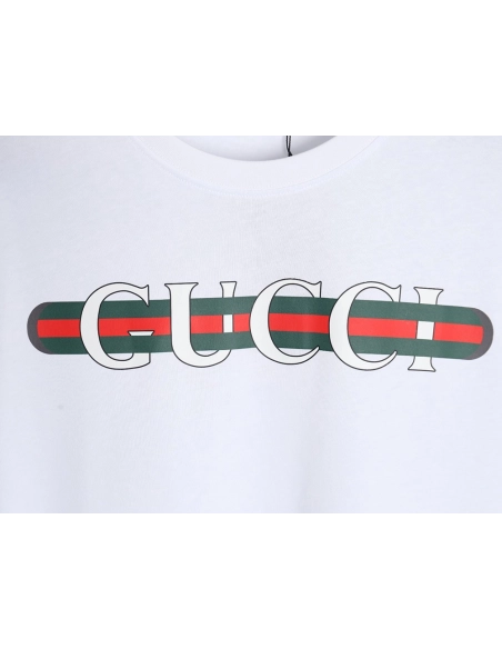 Reps Gucci 24SS belt lettering short-sleeved T-shirt,All order with free shipping Reps Gucci