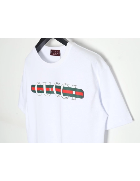 Reps Gucci 24SS belt lettering short-sleeved T-shirt,All order with free shipping Reps Gucci