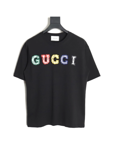 Reps Gucci 24SS colorful lettering short-sleeved T-shirt_TSK1,All order with free shipping Reps Gucci