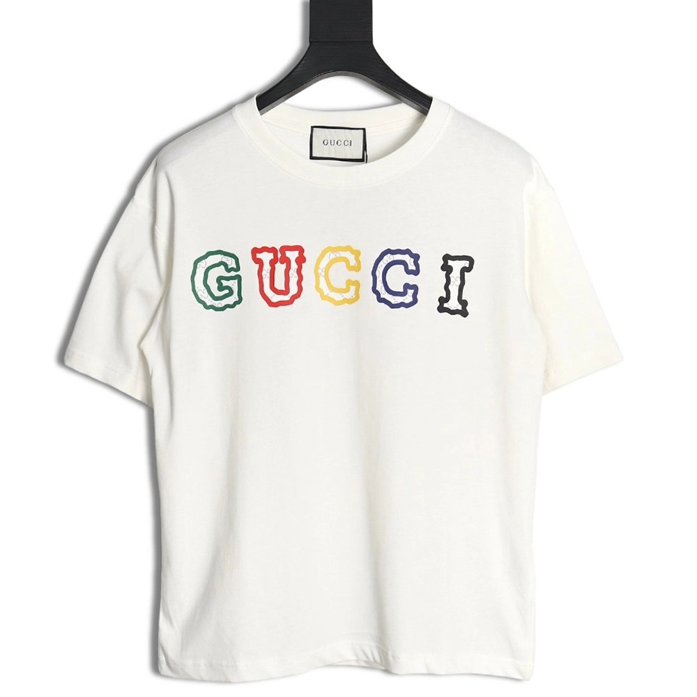 Reps Gucci 24SS colorful lettering short-sleeved T-shirt,All order with free shipping Reps Gucci