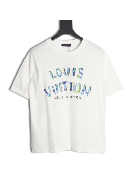 Reps Louis Vuitton LV 24SS camouflage lettering short-sleeved T-shirt,All order with free shipping Reps Louis Vuitton
