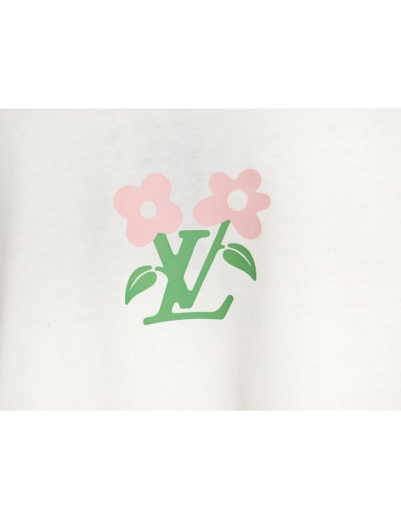 Reps Louis Vuitton LV 24SS floral lettering short-sleeved T-shirt,All order with free shipping Reps Louis Vuitton