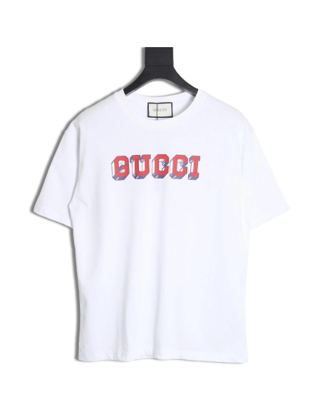 Reps Gucci 24SS three-dimensional lettering short-sleeved T-shirt,All order with free shipping Reps Gucci