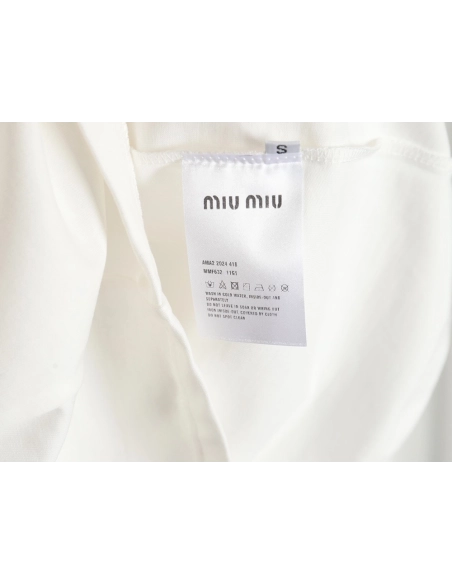 Miu Miu 24SS rhinestone lettering short-sleeved T-shirt,All order with free shipping Miu Miu