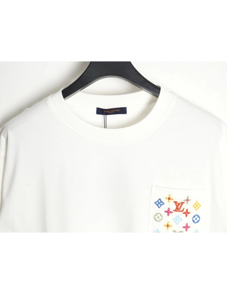 Reps Louis Vuitton Pocket Colorful Presbyopia Colorful Embroidered Short Sleeve T-Shirt,All order with free shipping Reps Louis 