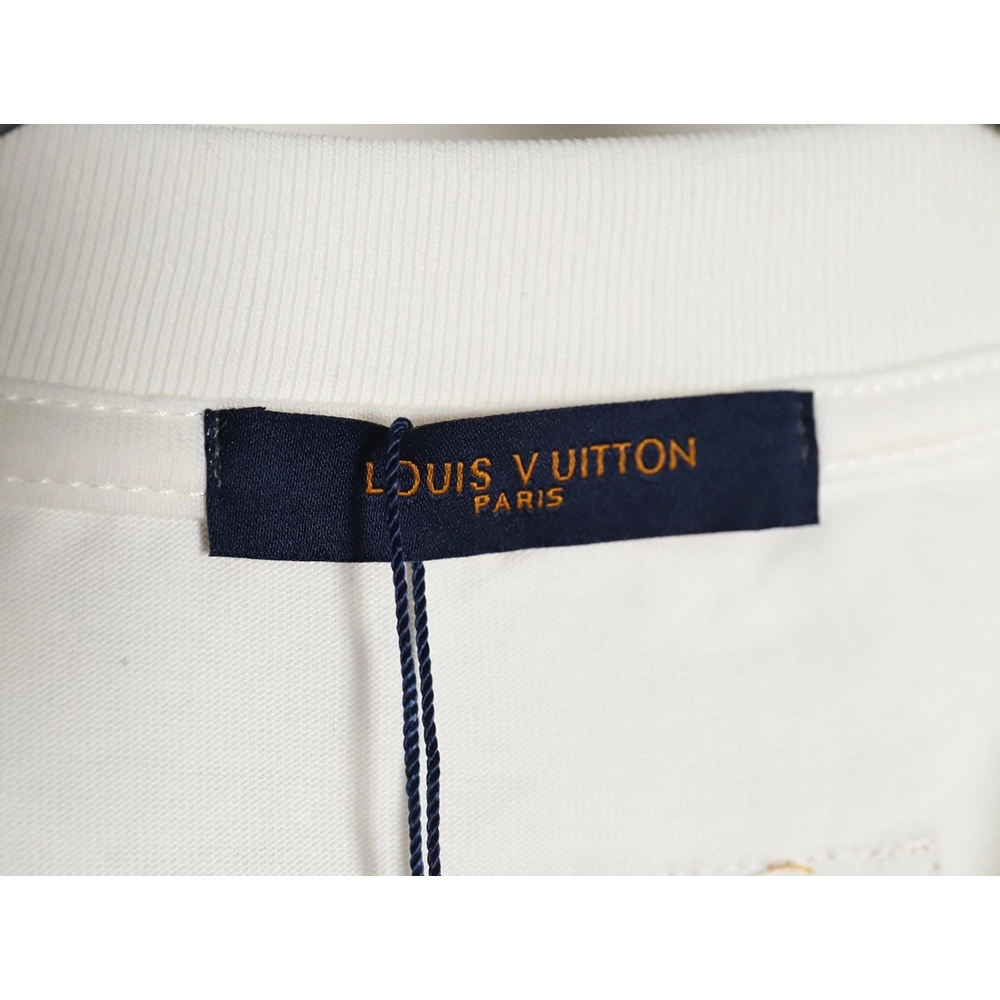 Reps Louis Vuitton Pocket Colorful Presbyopia Colorful Embroidered Short Sleeve T-Shirt,All order with free shipping Reps Louis 