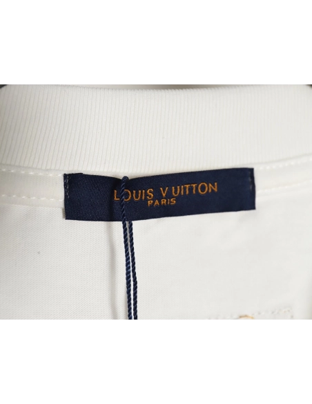 Reps Louis Vuitton Pocket Colorful Presbyopia Colorful Embroidered Short Sleeve T-Shirt,All order with free shipping Reps Louis 