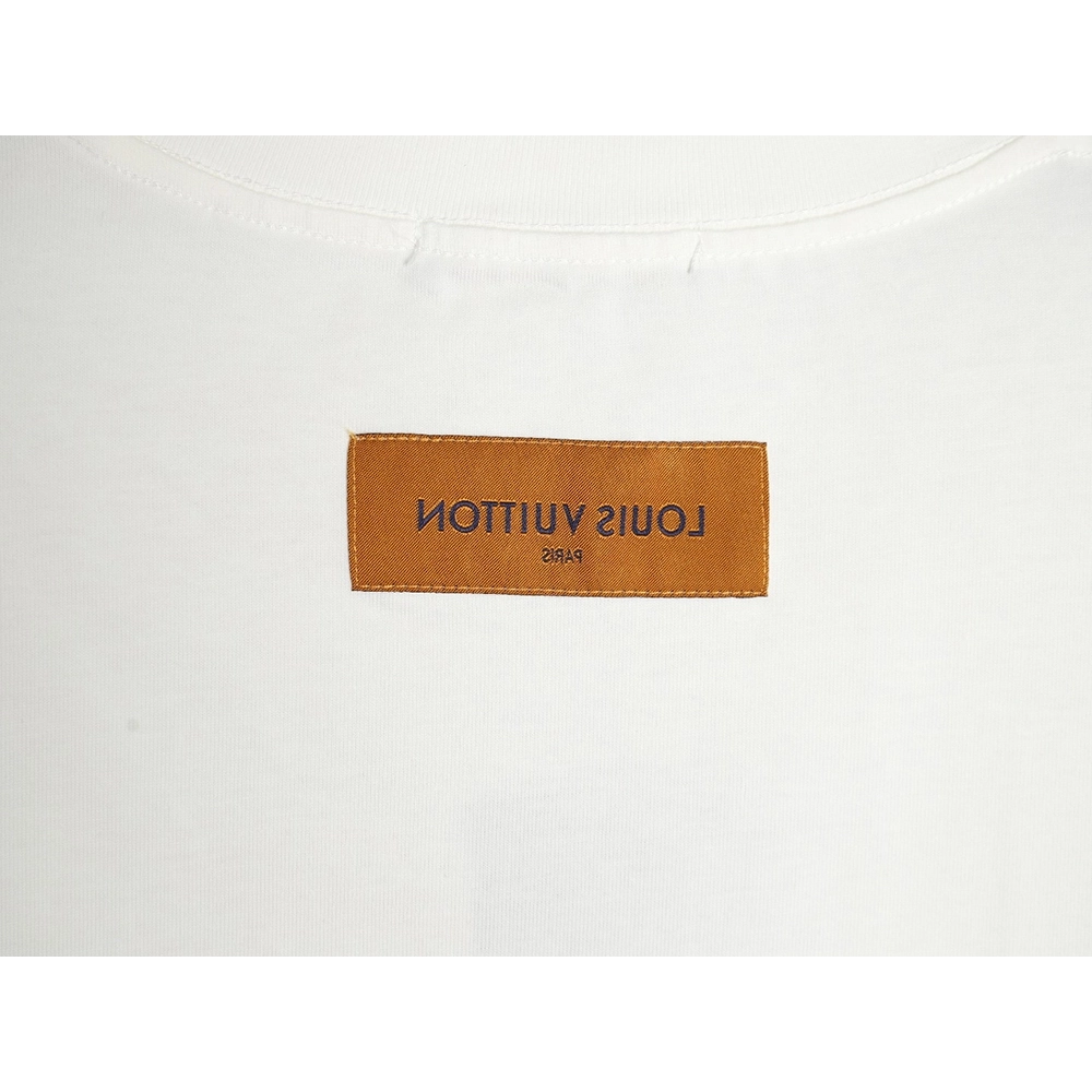 Reps Louis Vuitton Pocket Colorful Presbyopia Colorful Embroidered Short Sleeve T-Shirt,All order with free shipping Reps Louis 