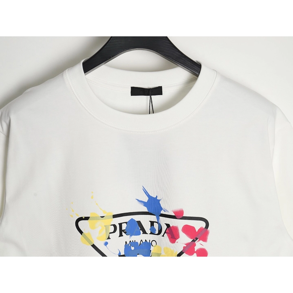 Prada 24ss colorful graffiti triangle logo printed short-sleeved T-shirt,All order with free shipping Prada