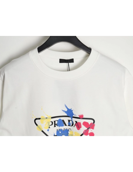 Prada 24ss colorful graffiti triangle logo printed short-sleeved T-shirt,All order with free shipping Prada