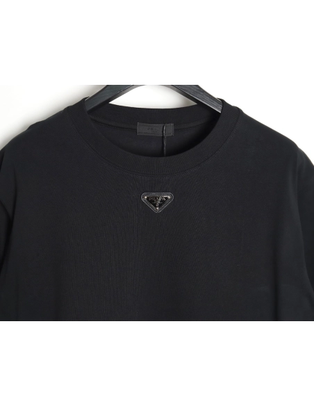 Prada collar metal triangle logo short-sleeved T-shirt,All order with free shipping Prada