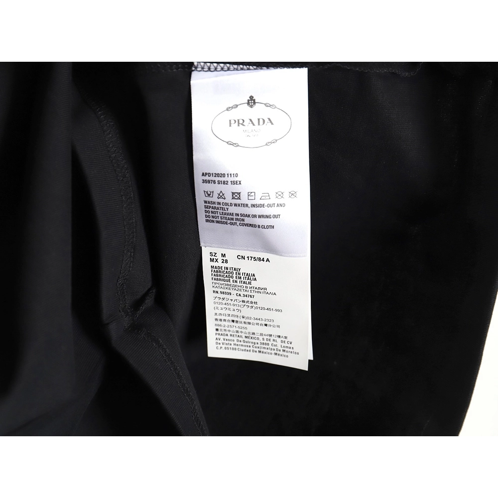 Prada collar metal triangle logo short-sleeved T-shirt,All order with free shipping Prada