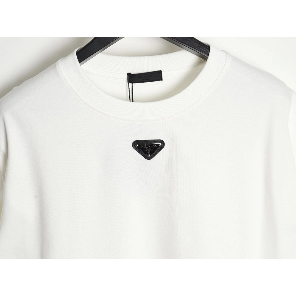 Prada collar metal triangle logo short-sleeved T-shirt,All order with free shipping Prada