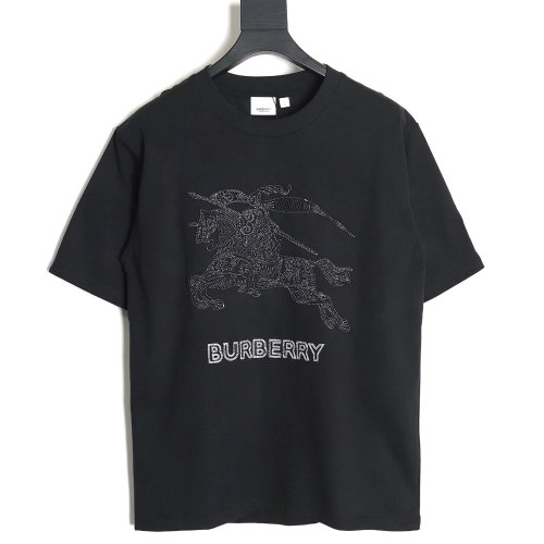 Burberry embroidered knights horse logo short-sleeved T-shirt,All order with free shipping Burberry