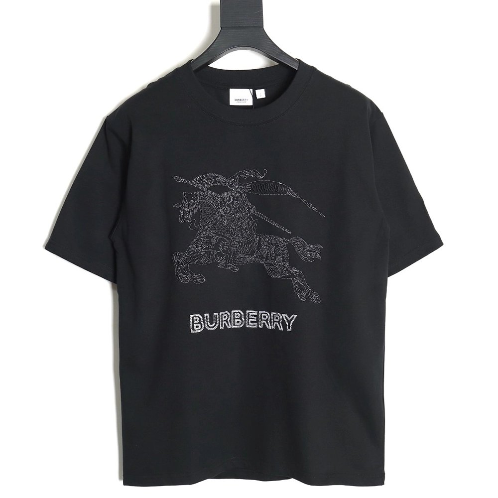 Burberry embroidered knights horse logo short-sleeved T-shirt,All order with free shipping Burberry