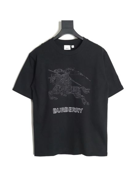 Burberry embroidered knights horse logo short-sleeved T-shirt,All order with free shipping Burberry