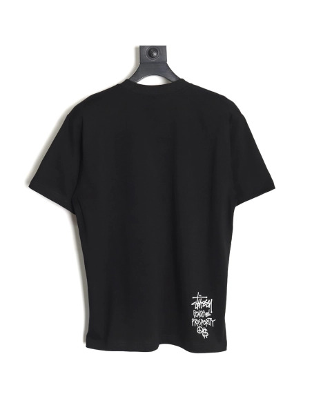 Stussy 2024 Peace ProsperityTee Doll Slogan Back Slogan Short Sleeve T-Shirt TSK2,All order with free shipping Stussy