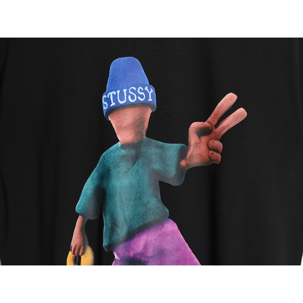 Stussy 2024 Peace ProsperityTee Doll Slogan Back Slogan Short Sleeve T-Shirt TSK2,All order with free shipping Stussy