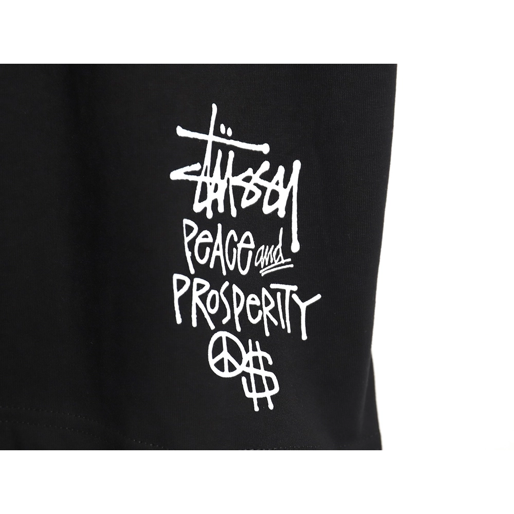 Stussy 2024 Peace ProsperityTee Doll Slogan Back Slogan Short Sleeve T-Shirt TSK2,All order with free shipping Stussy