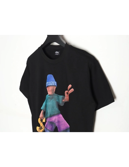 Stussy 2024 Peace ProsperityTee Doll Slogan Back Slogan Short Sleeve T-Shirt TSK2,All order with free shipping Stussy