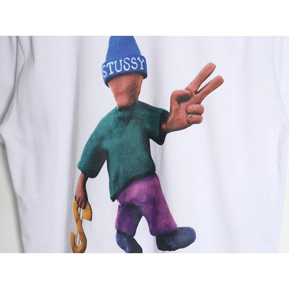 Stussy 2024 Peace ProsperityTee Doll Slogan Back Slogan Short Sleeve T-Shirt TSK1,All order with free shipping Stussy