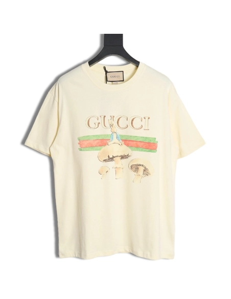 Reps Gucci classic letter logo mushroom print T-shirt,All order with free shipping Reps Gucci