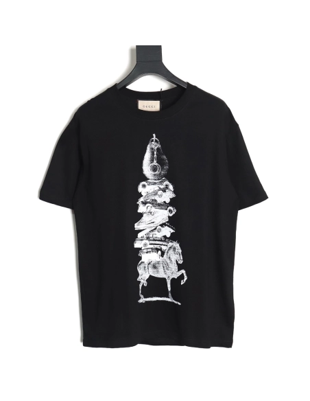 Reps Gucci 2024 new pagoda print short-sleeved T-shirt,All order with free shipping Reps Gucci