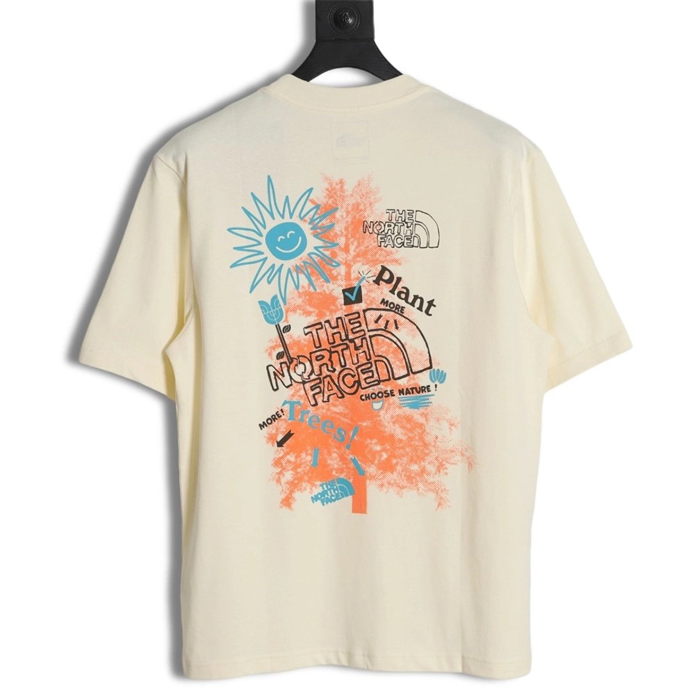 The North Face Sunflower Big Tree LOGO patchwork printed short-sleeved T-shirt,All order with free shipping The North Face