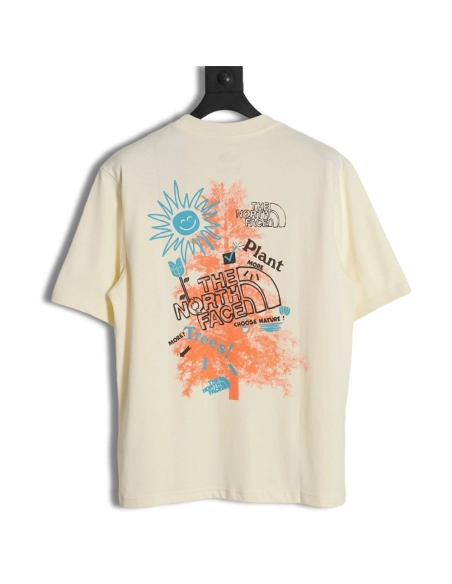 The North Face Sunflower Big Tree LOGO patchwork printed short-sleeved T-shirt,All order with free shipping The North Face