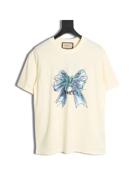 Reps Gucci 24 Year of the Dragon series bow short-sleeved T-shirt,All order with free shipping Reps Gucci