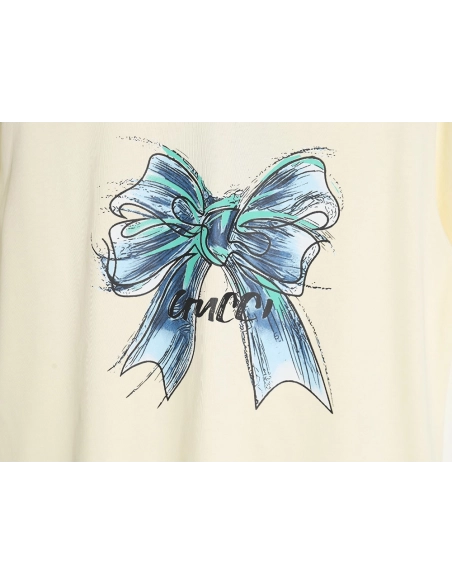 Reps Gucci 24 Year of the Dragon series bow short-sleeved T-shirt,All order with free shipping Reps Gucci