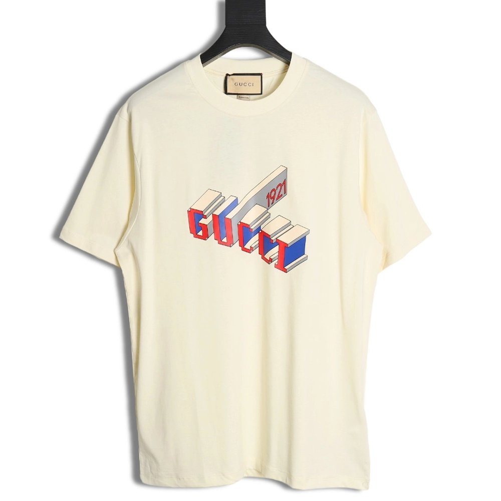Reps Gucci 3D 1921 letter short-sleeved T-shirt,All order with free shipping Reps Gucci