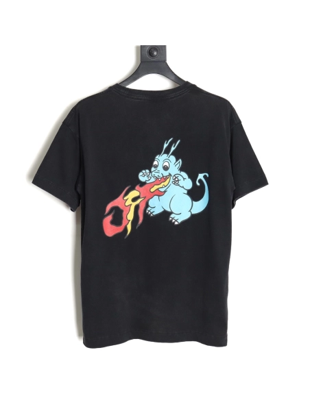Off-White 24ss dragon pattern washed T-shirt,All order with free shipping Off White
