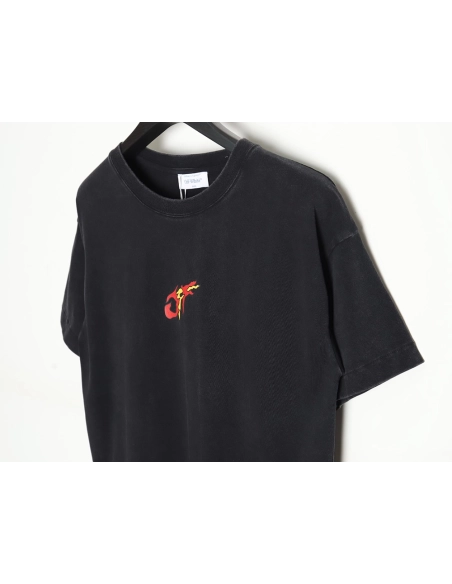 Off-White 24ss dragon pattern washed T-shirt,All order with free shipping Off White