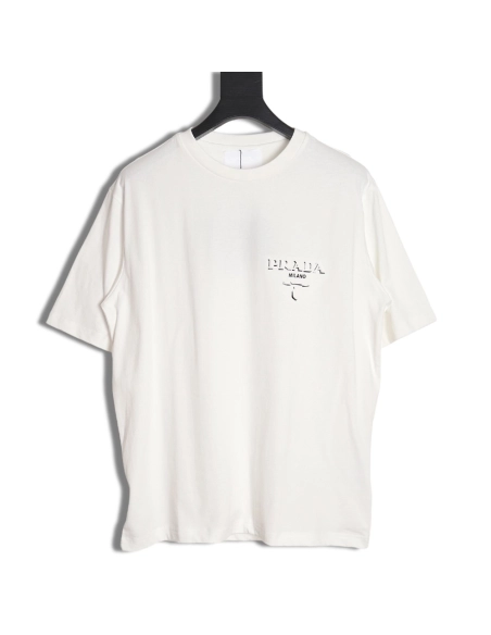 Prada 24SS triangle logo laminated T-shirt,All order with free shipping Prada