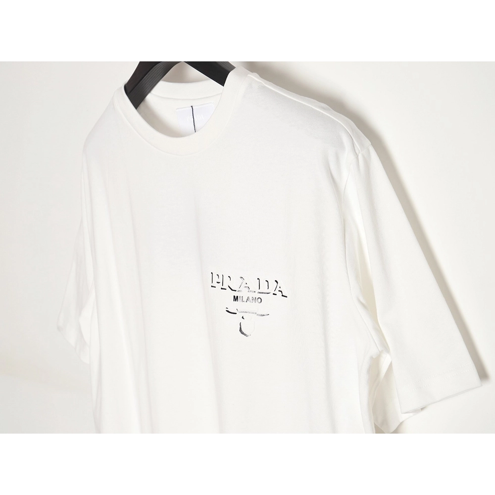 Prada 24SS triangle logo laminated T-shirt,All order with free shipping Prada
