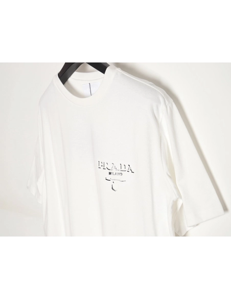 Prada 24SS triangle logo laminated T-shirt,All order with free shipping Prada