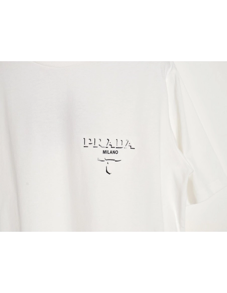 Prada 24SS triangle logo laminated T-shirt,All order with free shipping Prada