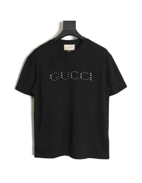 Reps Gucci early spring new rivet logo round neck t-shirt TSK1,All order with free shipping Reps Gucci