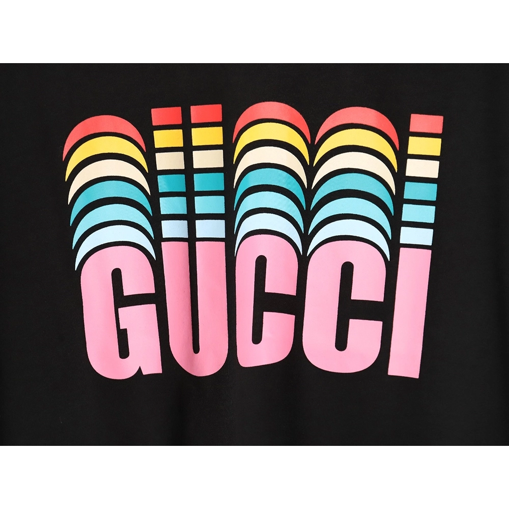 Reps Gucci classic rainbow logo wide T-shirt TSK1,All order with free shipping Reps Gucci