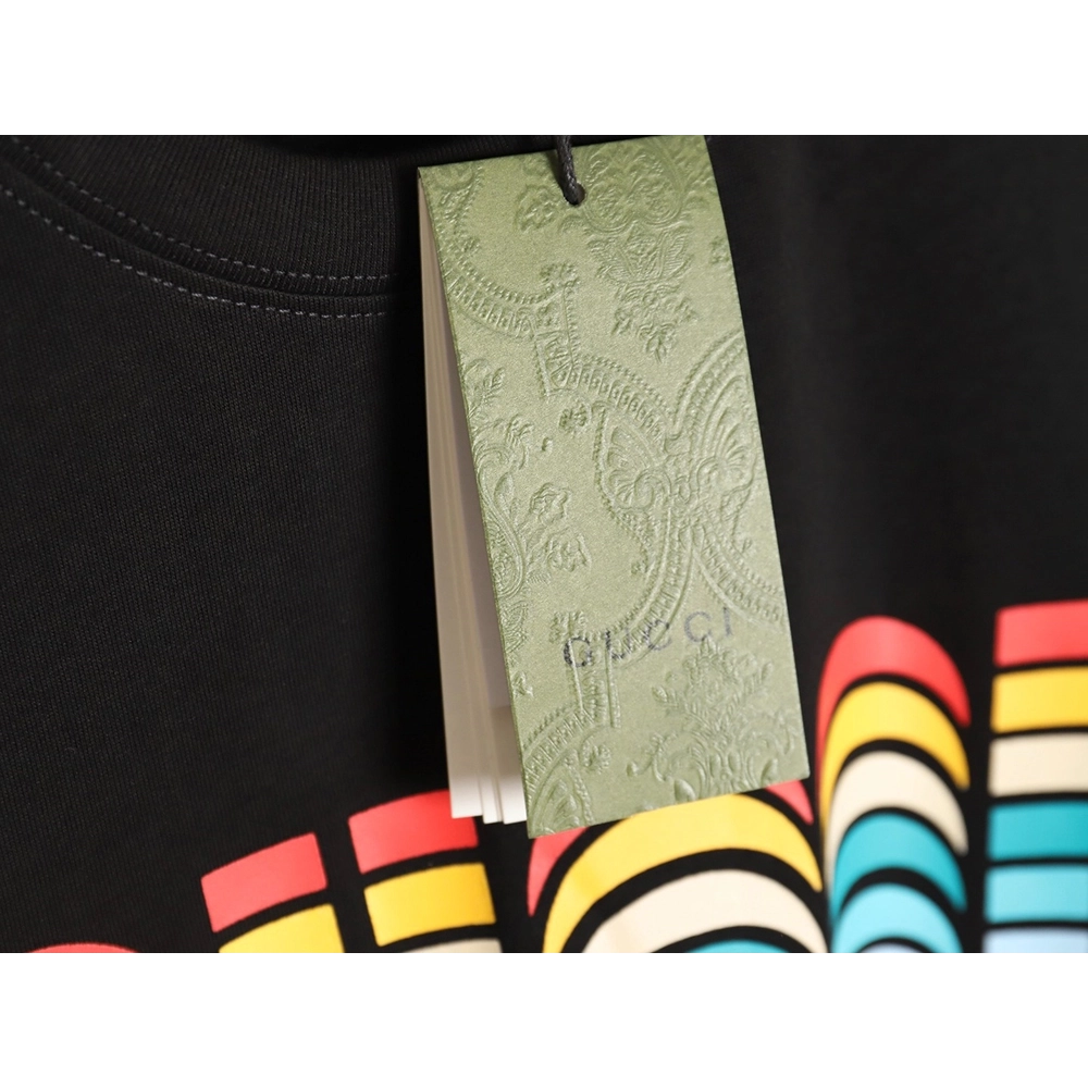 Reps Gucci classic rainbow logo wide T-shirt TSK1,All order with free shipping Reps Gucci