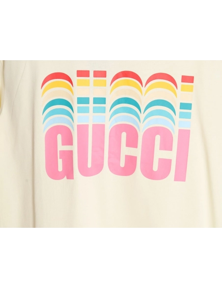 Reps Gucci classic rainbow logo wide T-shirt,All order with free shipping Reps Gucci