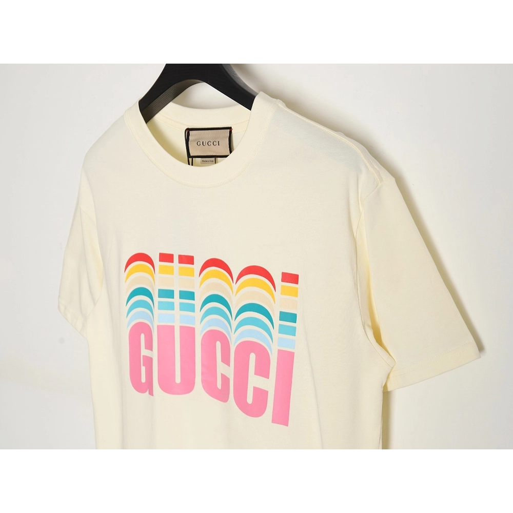Reps Gucci classic rainbow logo wide T-shirt,All order with free shipping Reps Gucci