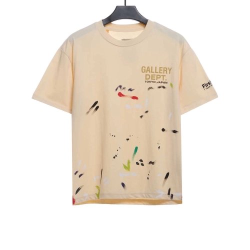 Gallery Dept distressed washed hand-painted graffiti printed T-shirt,All order with free shipping Gallery Dept