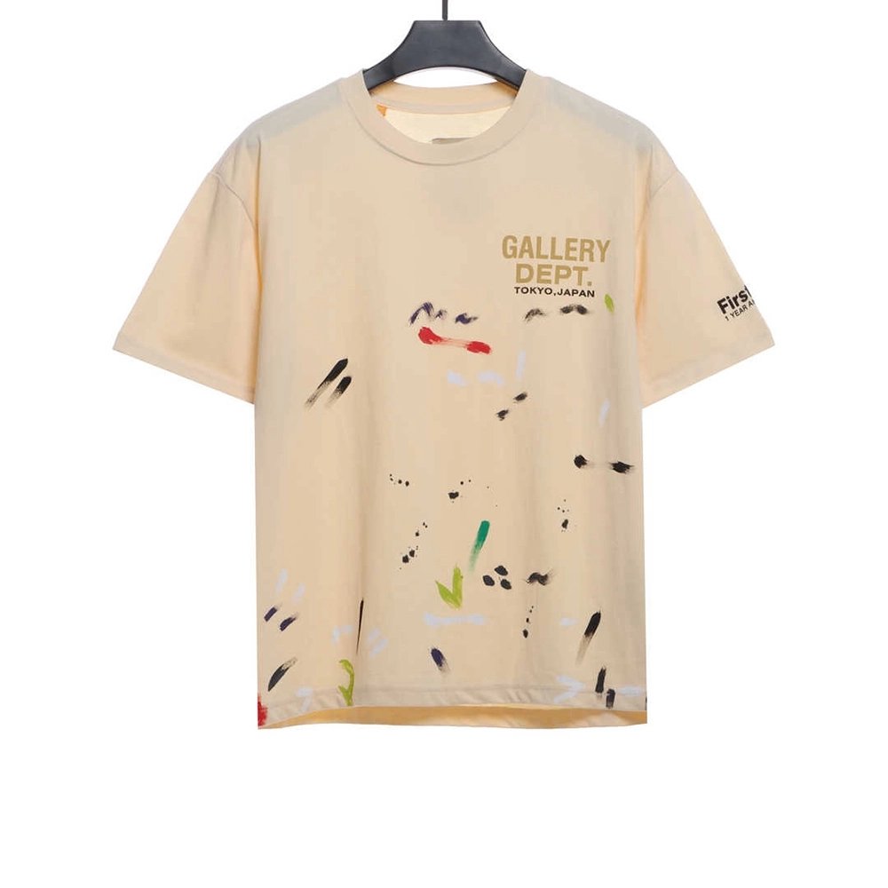 Gallery Dept distressed washed hand-painted graffiti printed T-shirt,All order with free shipping Gallery Dept