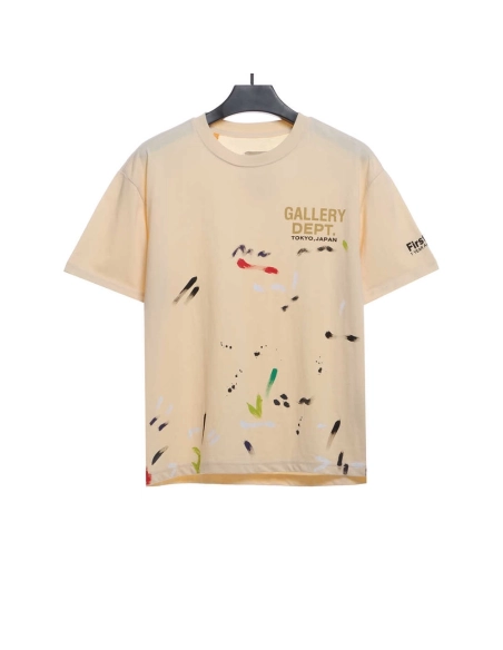 Gallery Dept distressed washed hand-painted graffiti printed T-shirt,All order with free shipping Gallery Dept